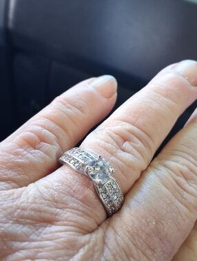 Approx .75 Carat CZ Engagement Ring in Sterling Silver Size 7